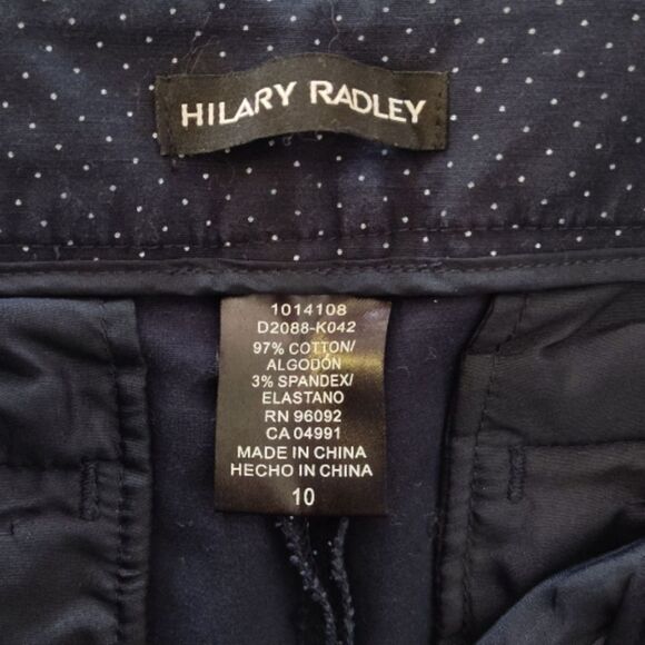 Hilary Radley Blue White Polka Dot Mid Rise Chino Capri Pants Size 10 - Picture 8 of 8